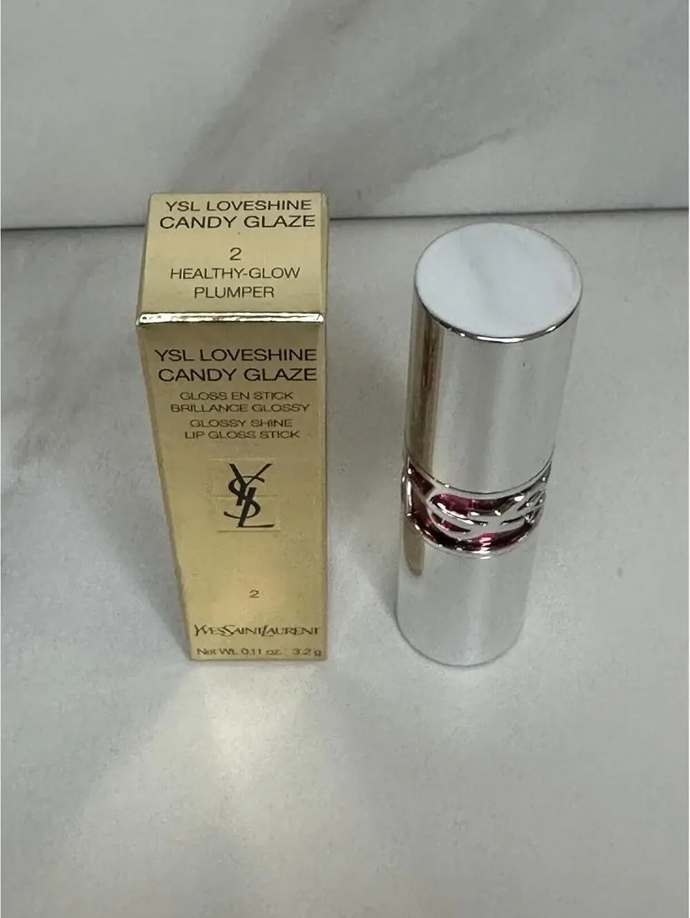 YSL Loveshine Candy Glaze glossy shine lip gloss stick 2 Healthy Glow Plumper